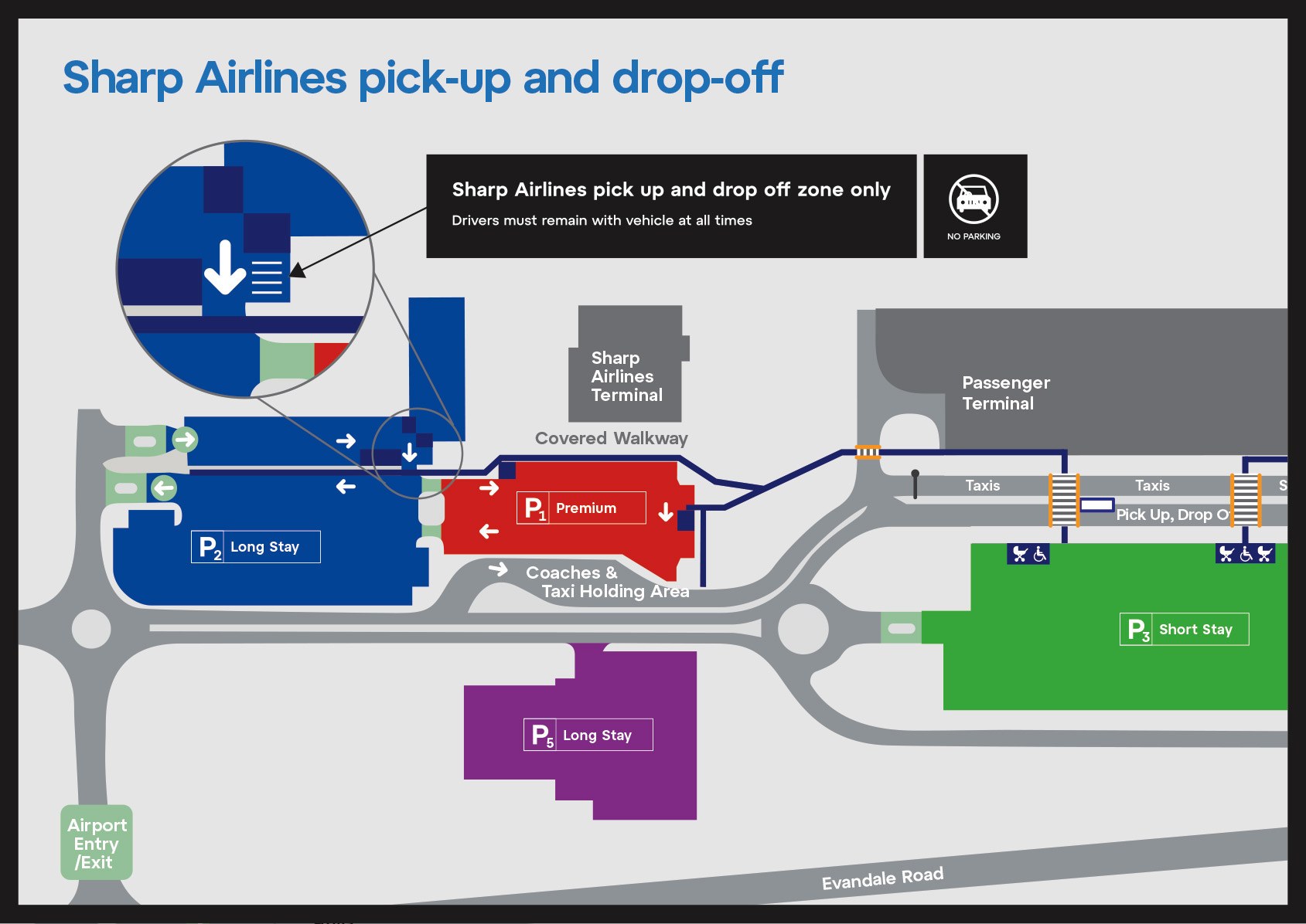 Sharp Airlines Drop Off Map